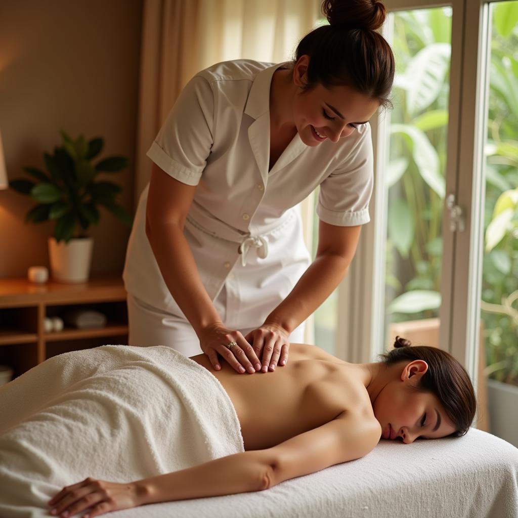 Skilled Therapist Performing a Massage