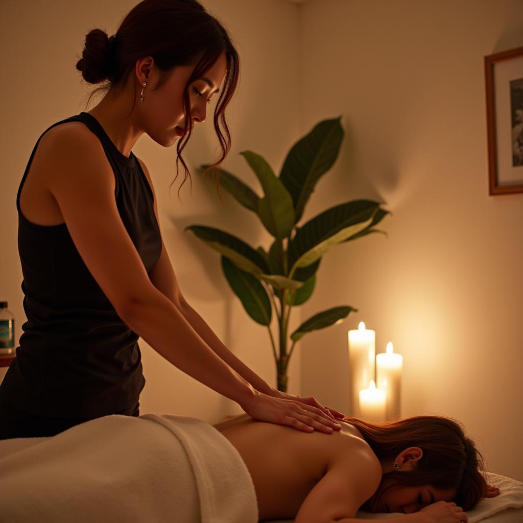 Skilled Therapist Performing a Relaxing Massage