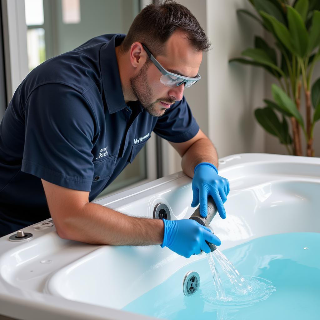 Spa Bath Technician Repairing Jacuzzi Jets