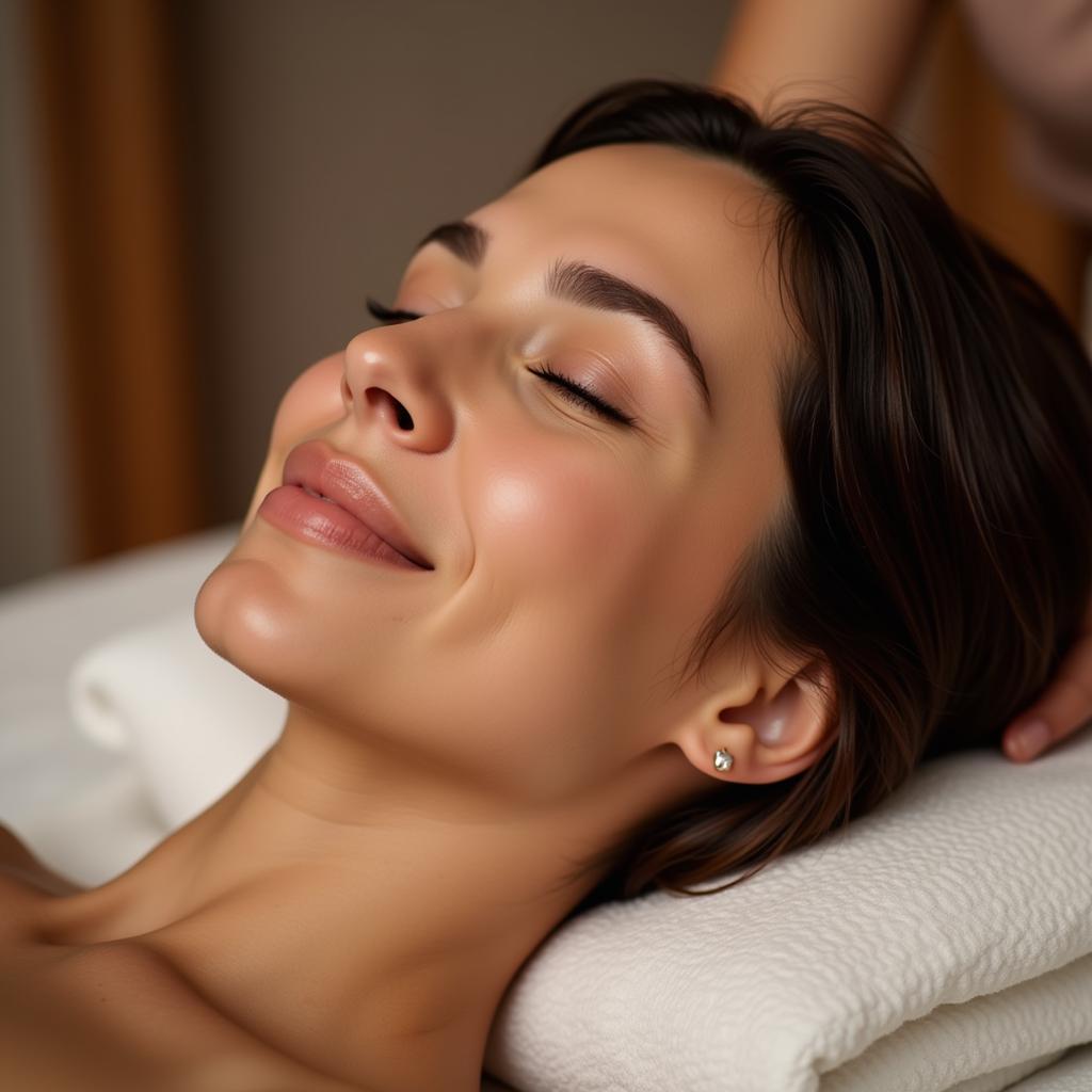 Woman relaxing and enjoying the benefits of a spa treatment in Indira Nagar.