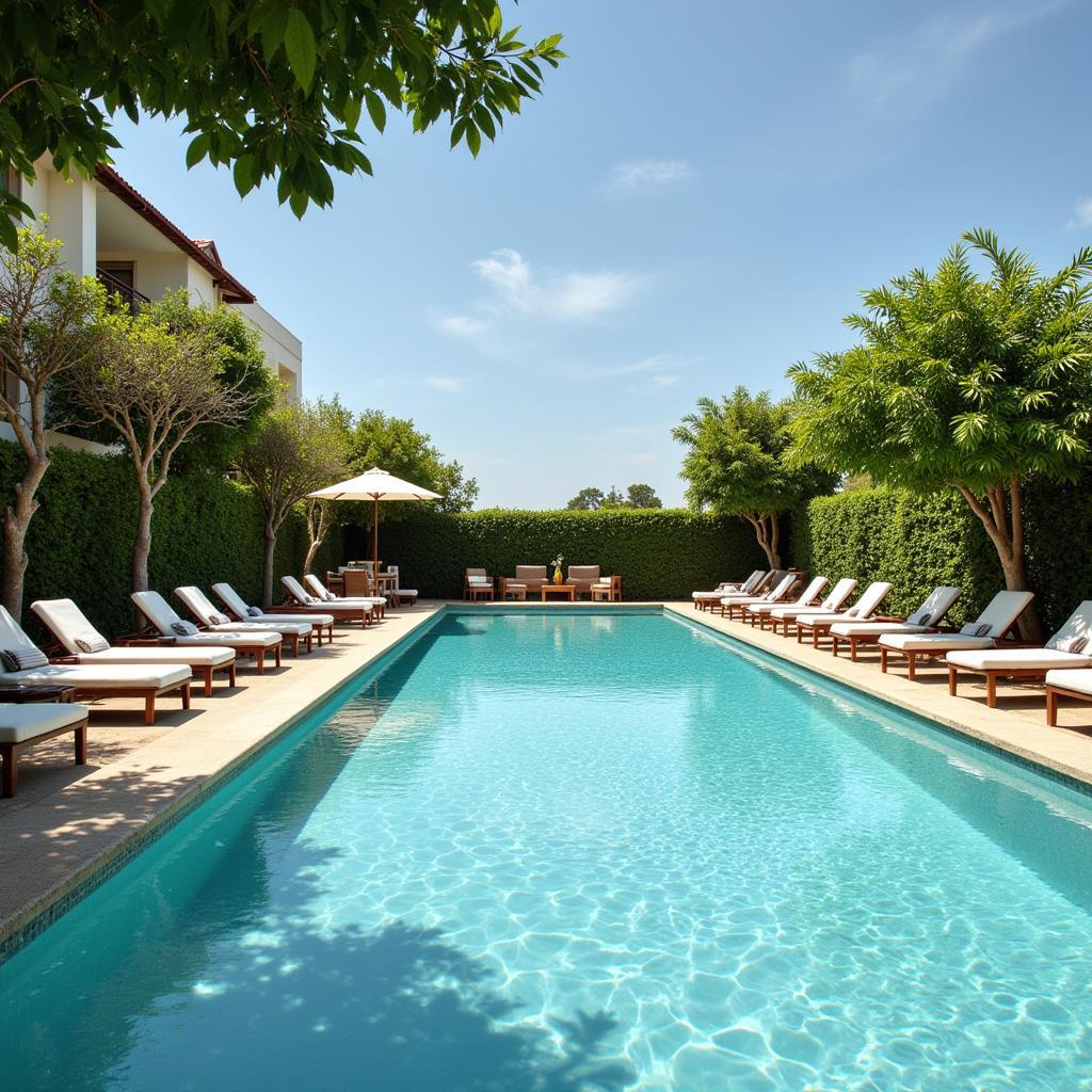 Relaxing pool area at a spa hotel in Los Jandalos