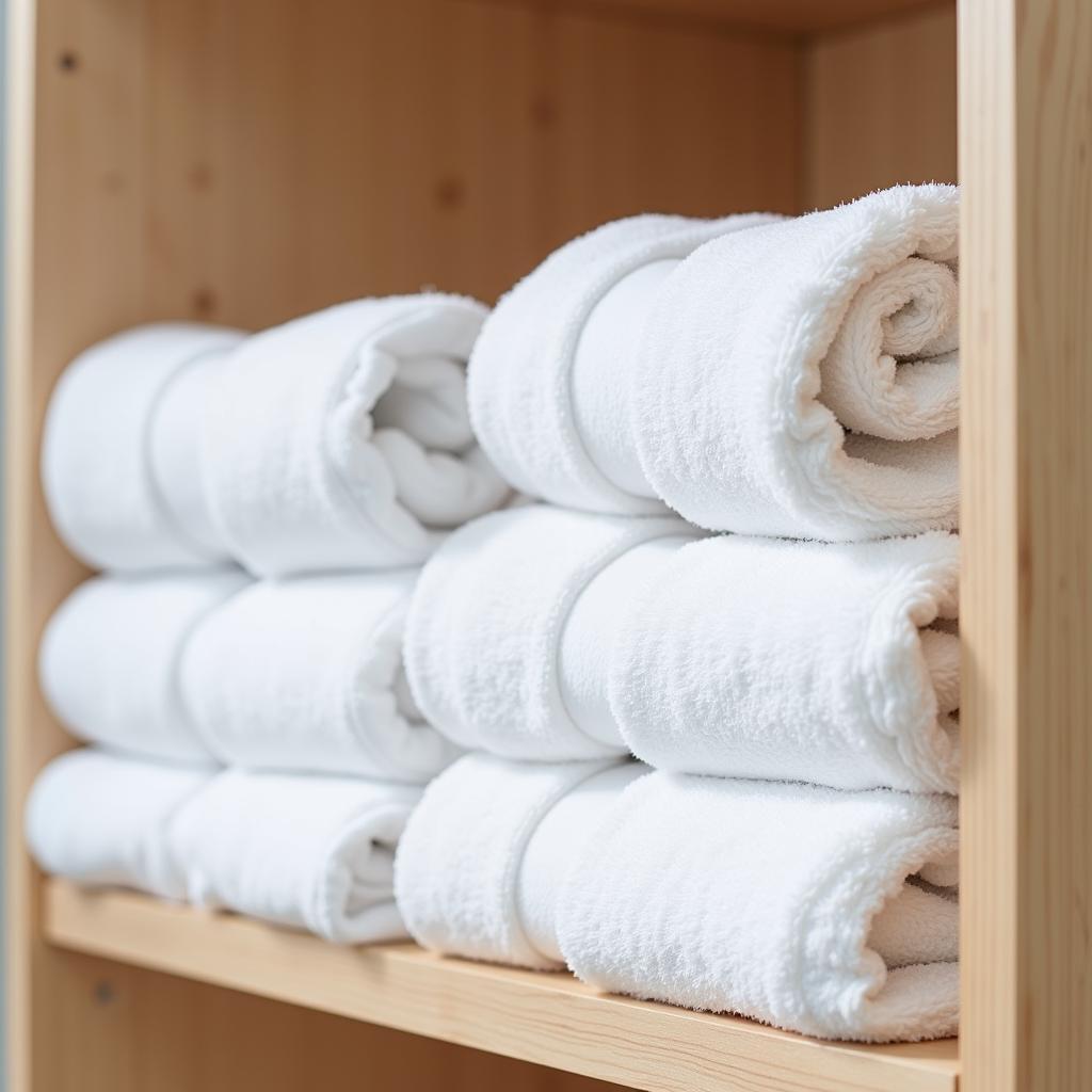 Neatly folded towels ready for use in a spa