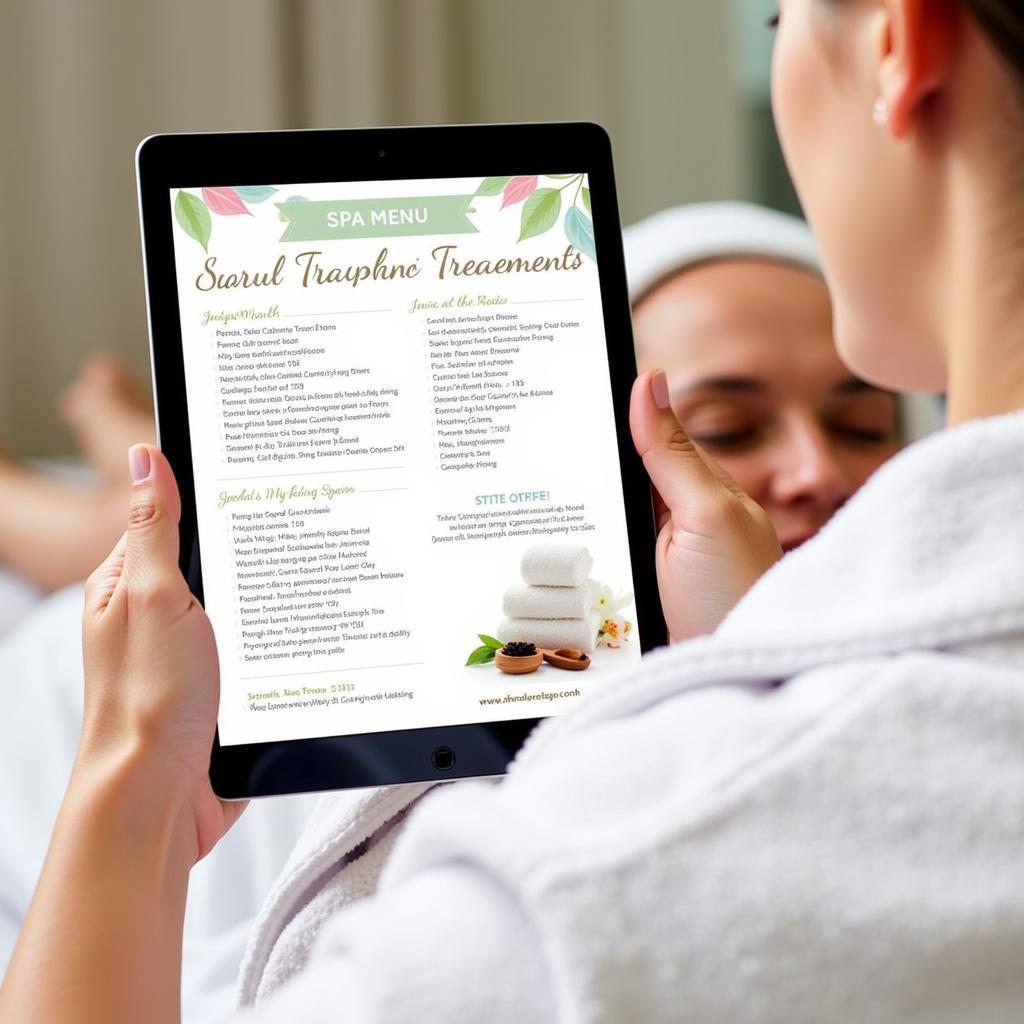 Example of a Spa Menu PDF