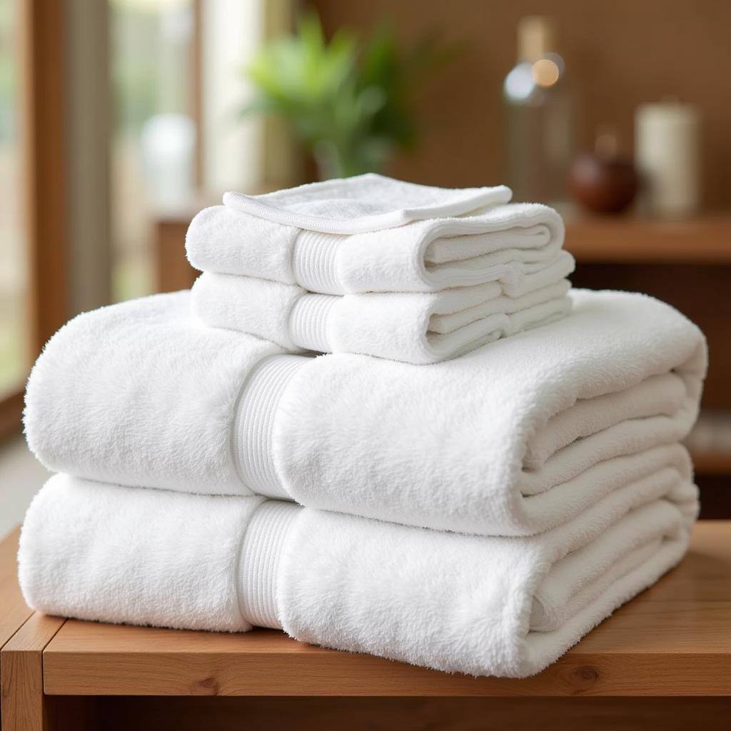 Neatly folded spa wrap towels ready for use