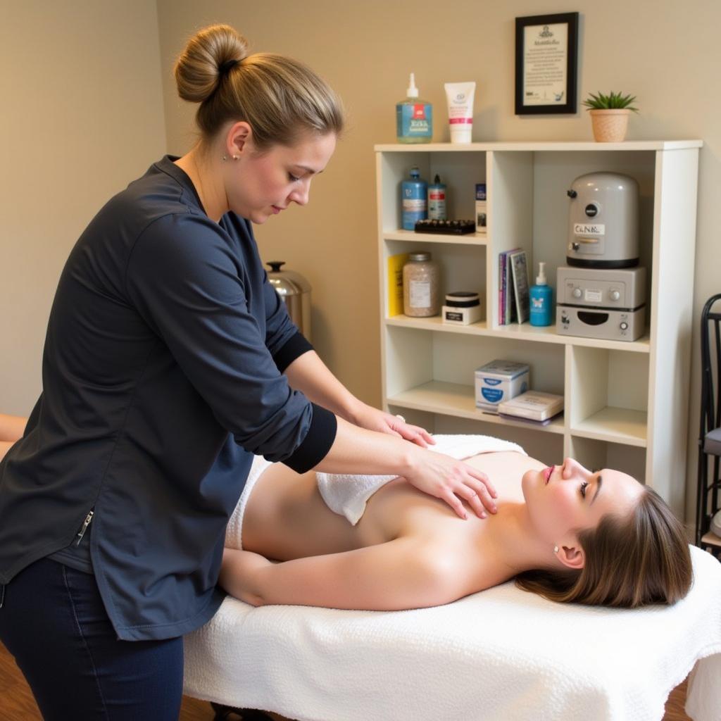 Student Practicing Massage Therapy at Tahlequah Academy