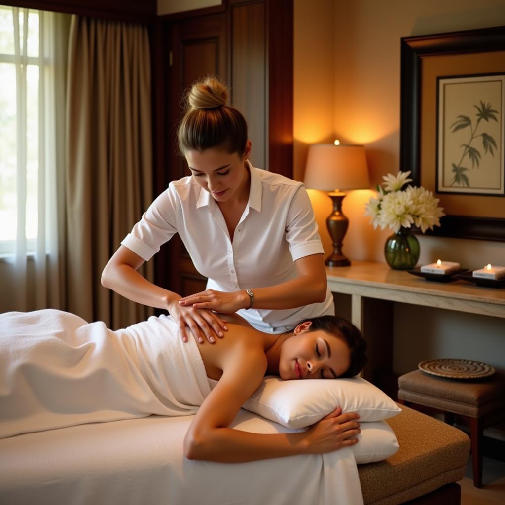 Expert Therapist Performing a Relaxing Massage at Taj Spa