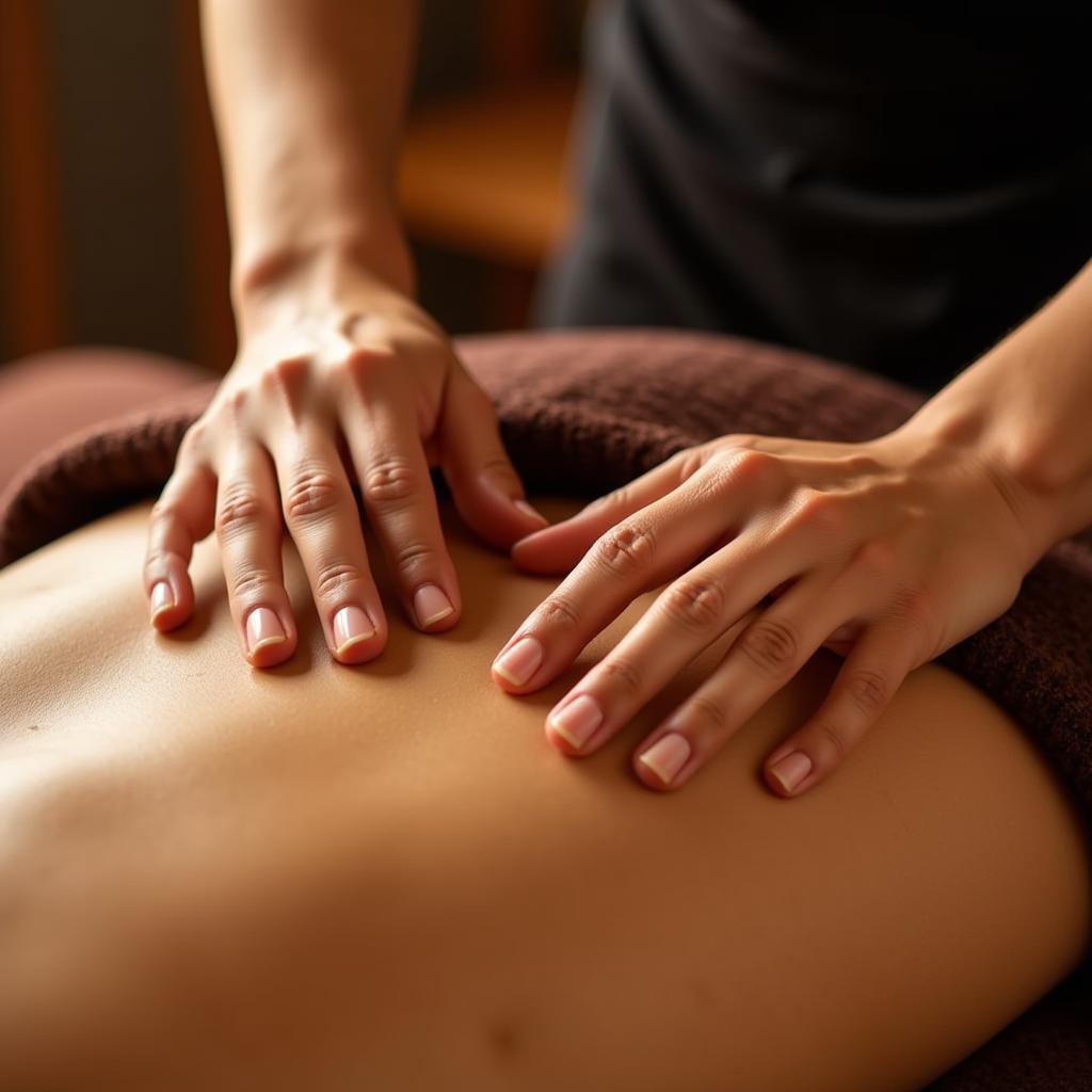 Thai Massage Therapist Applying Essential Oils