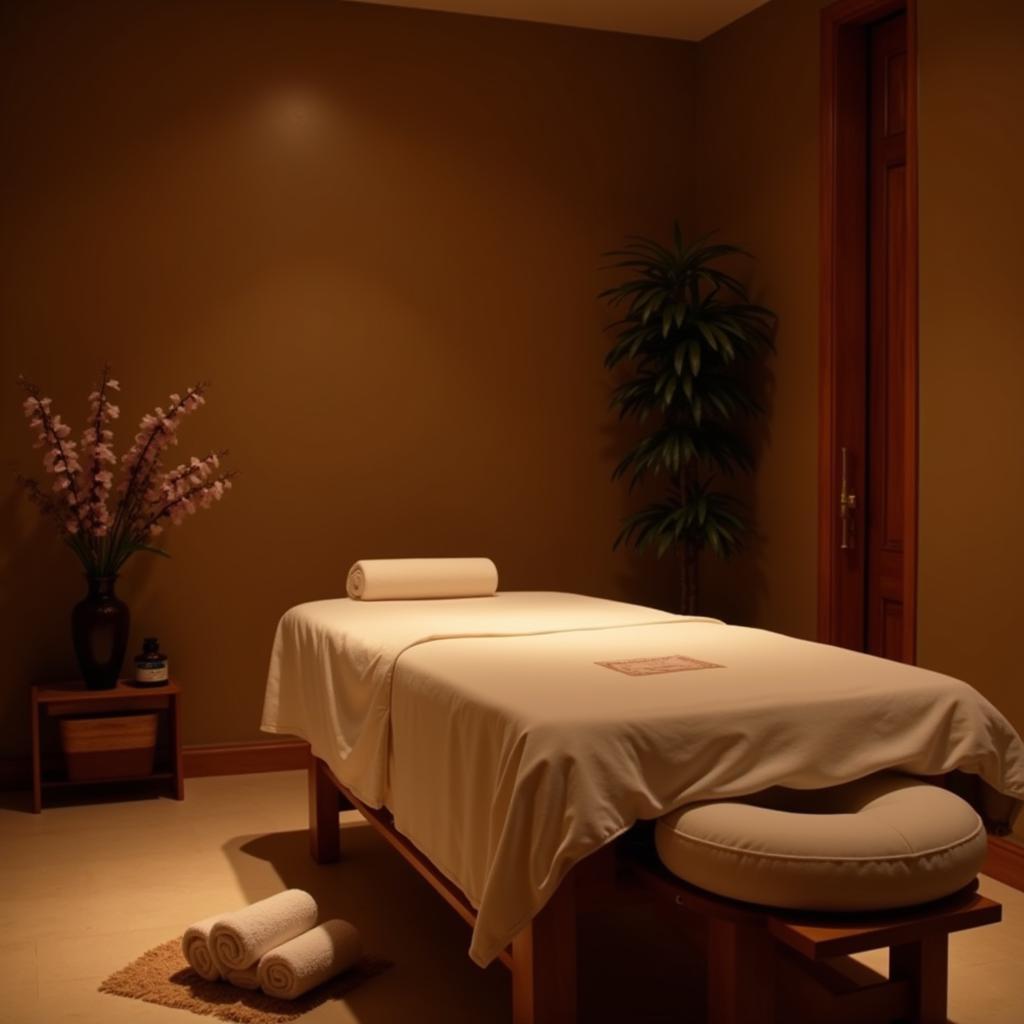 Relaxing Thai Spa Treatment Room Atmosphere