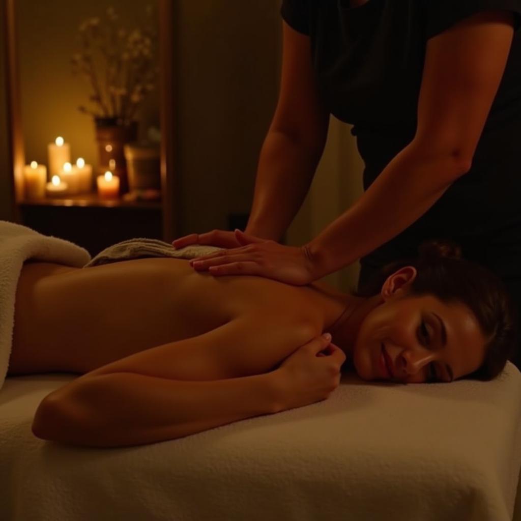 Therapeutic Spa Massage - Woman receiving a relaxing massage at a therapeutic spa