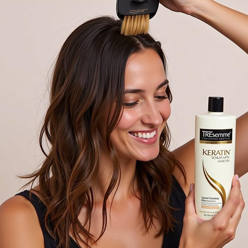 Applying Tresemme Keratin Smooth Hair Spa