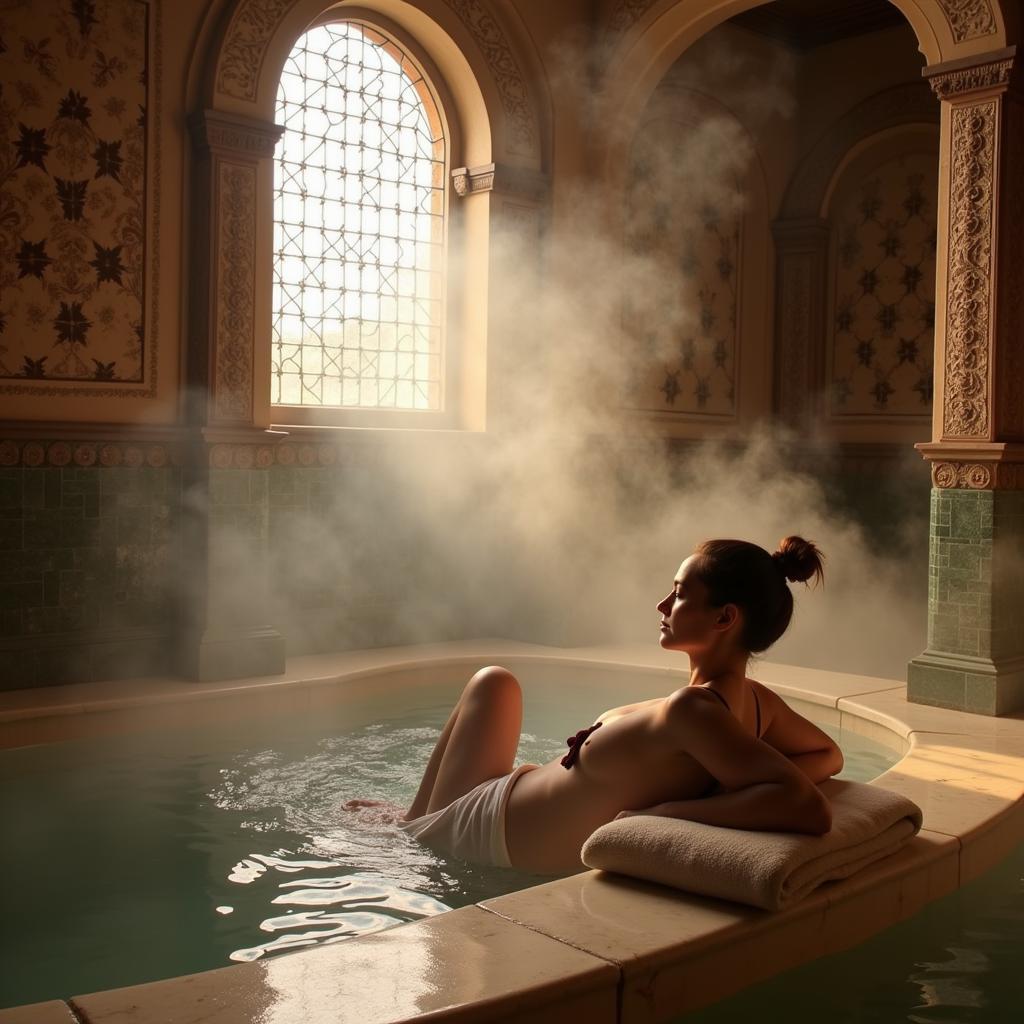 A person enjoying the Turkish hammam experience at the Zabeel Saray spa.