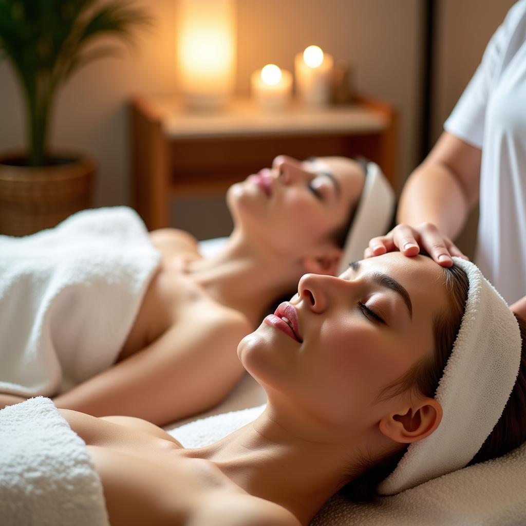 Two spa services: Relaxation massage and facial