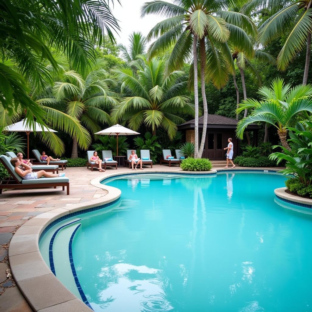 Tranquil poolside setting at The Udaya Resorts and Spa in Bali