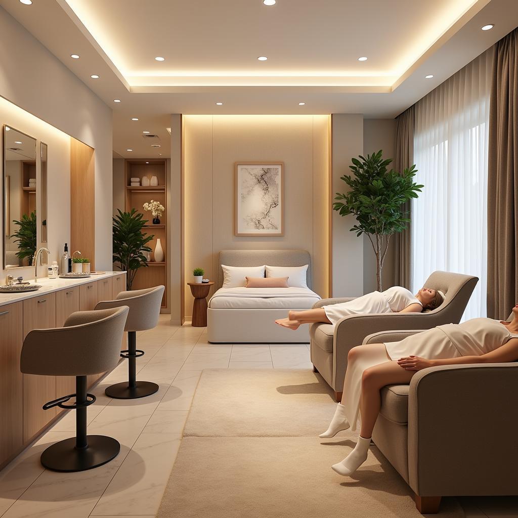 Relaxing atmosphere at a unisex salon spa