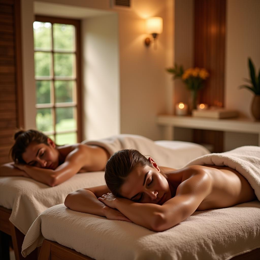 Couple Relaxing in a Unisex Spa