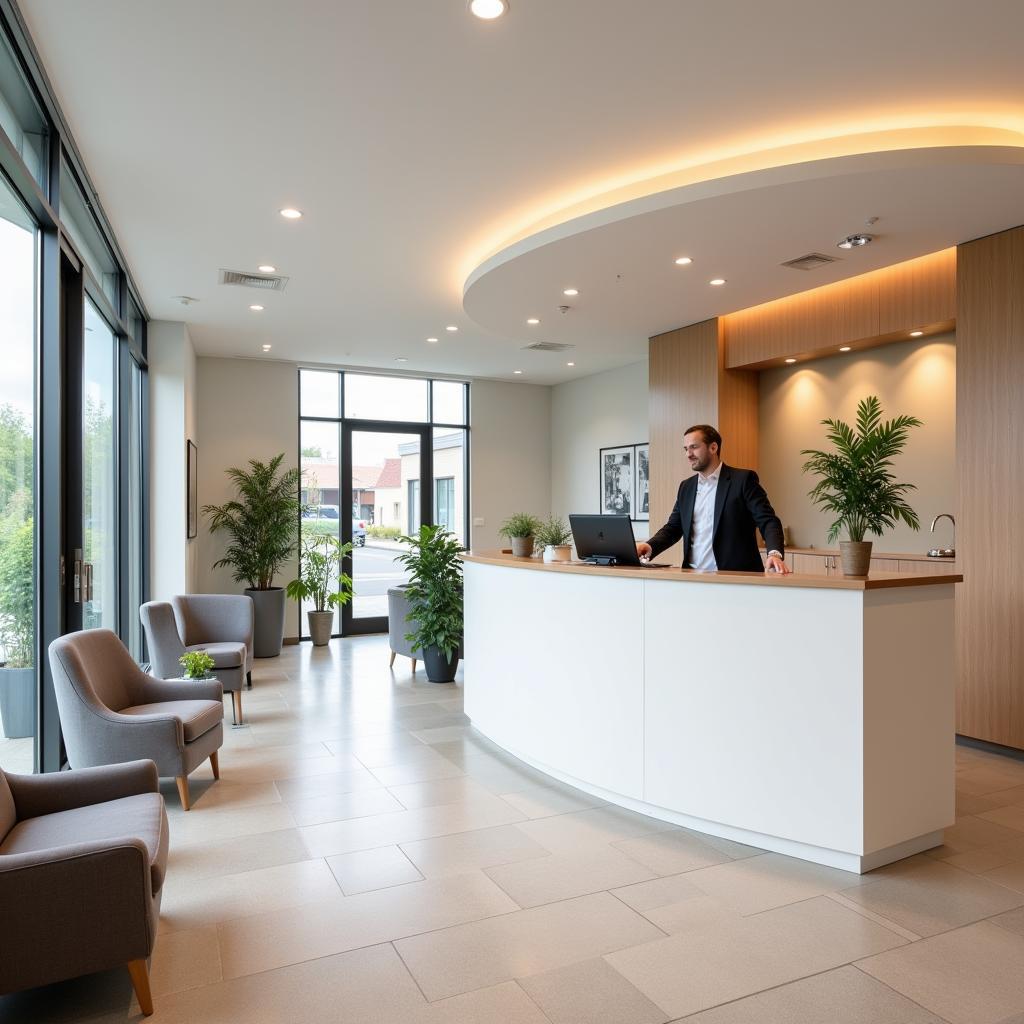 Modern and welcoming reception area of a unisex spa