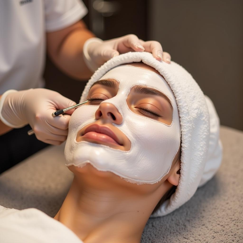 A client receiving a facial treatment at a unisex spa in Silchar