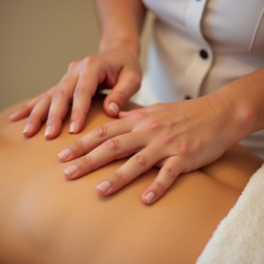 Close-up of hands performing a relaxing massage at an urban spa