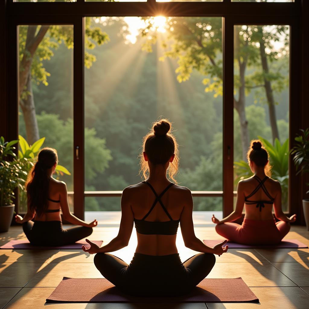 Guests Practicing Yoga and Meditation at a Vedanta Spa