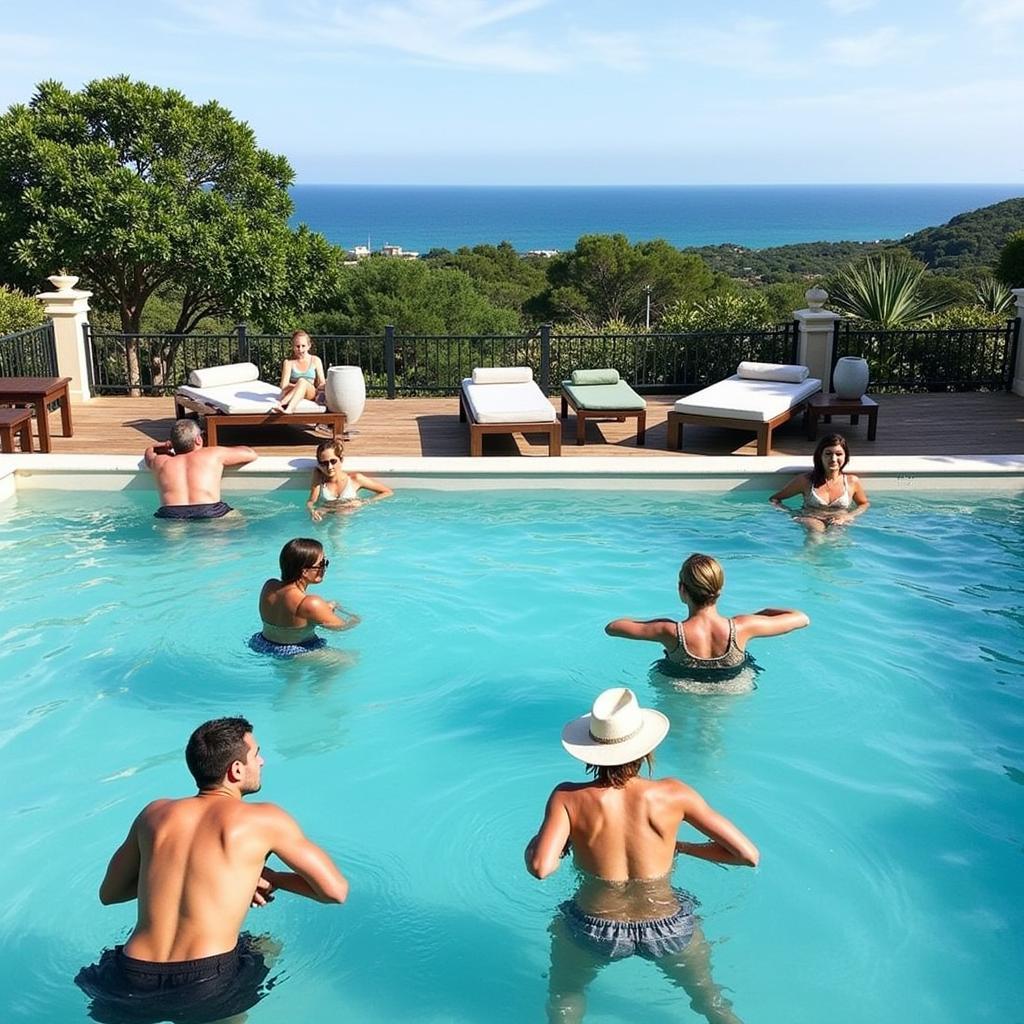 Guests enjoying the thalasso pool at Vila Baleira