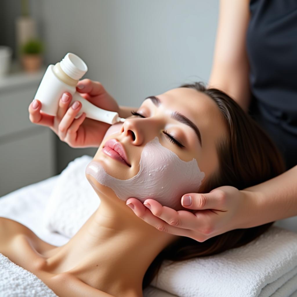 Close-up of a woman receiving a facial treatment at a W spa