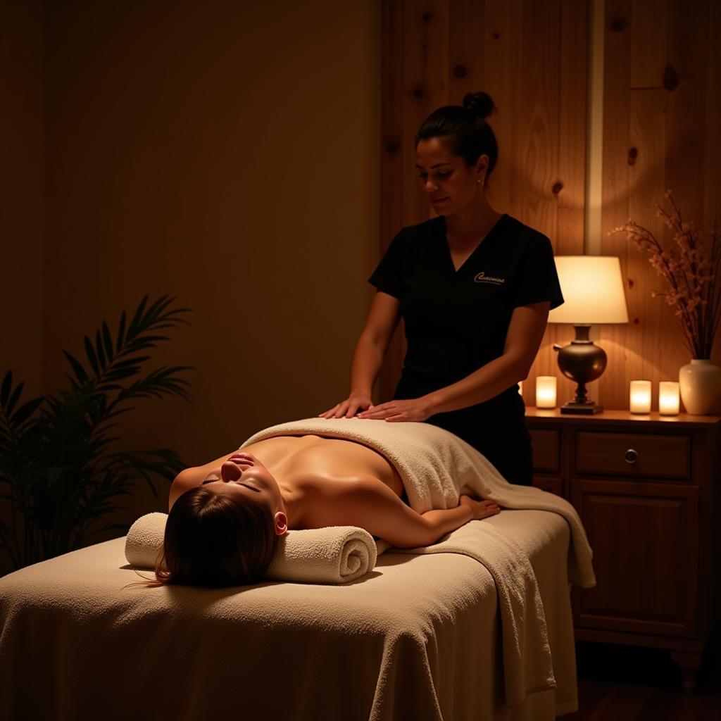 Massage therapy in a serene wellness salon and spa setting