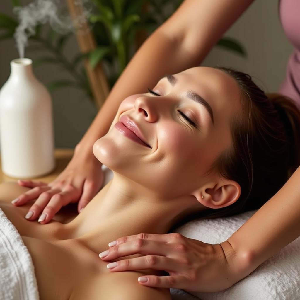 Woman enjoying an aroma spa therapy massage