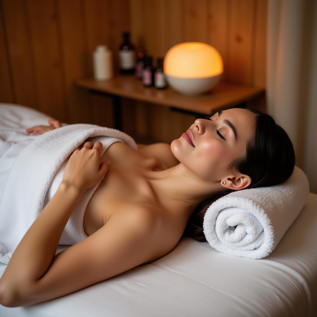 Woman Enjoying Aromatherapy Massage at a Spa