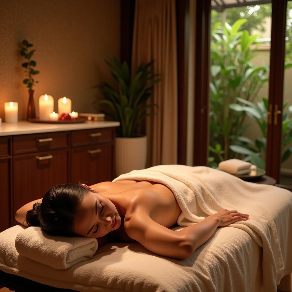 Woman enjoying Balinese massage at nuansa spa