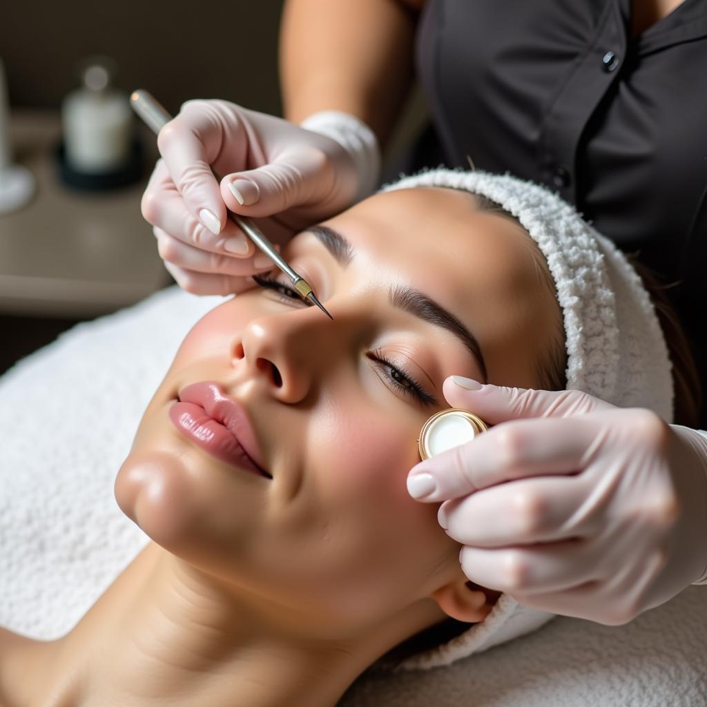 Woman Enjoying Facial Treatment at Bangalore Spa