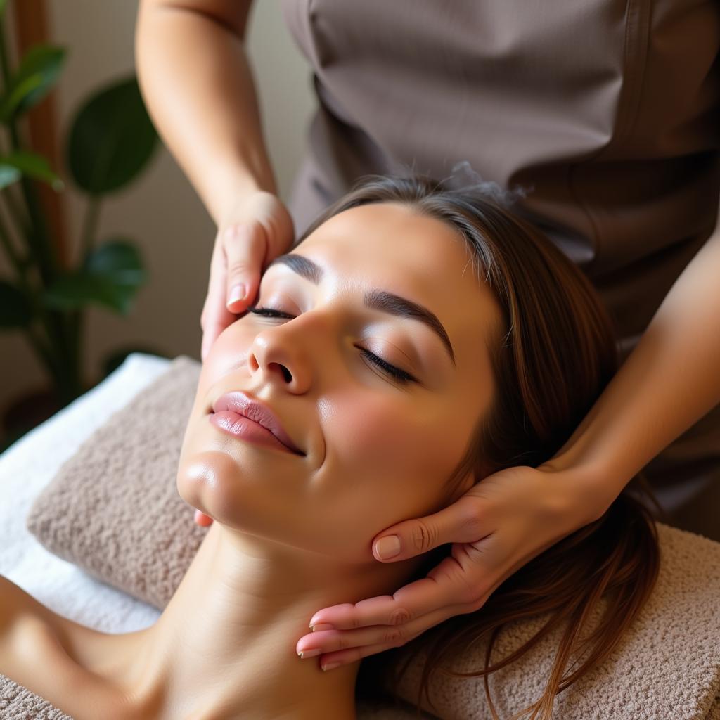 Woman Enjoying Hair Spa Treatment