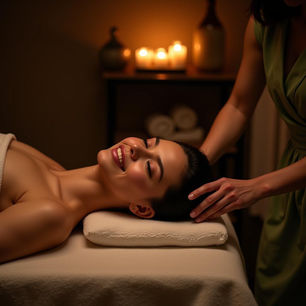 Woman enjoying a massage at a luxury spa