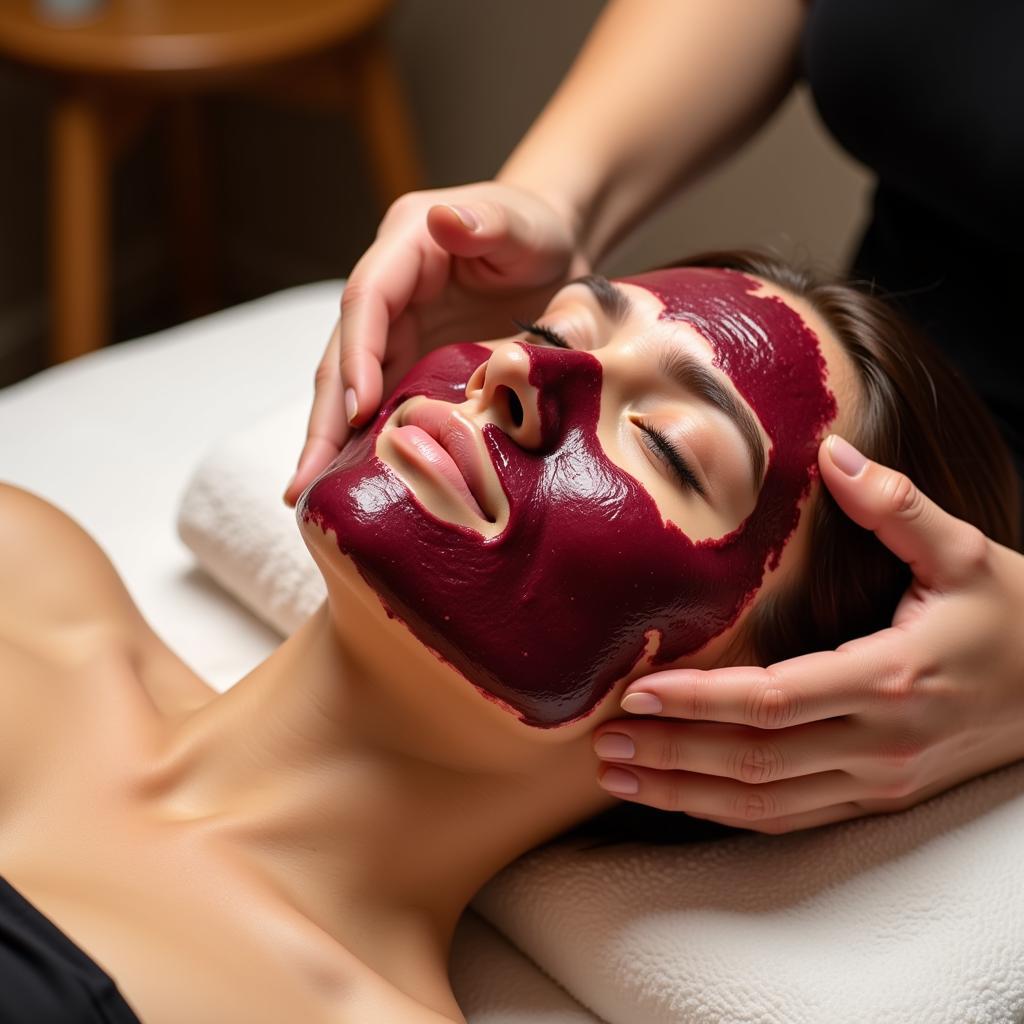 Woman Enjoying Red Wine Spa Treatment