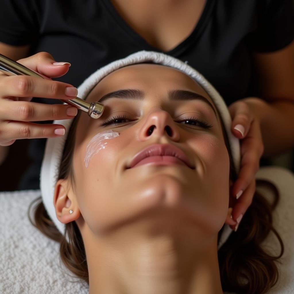 Woman Receiving a Facial Treatment