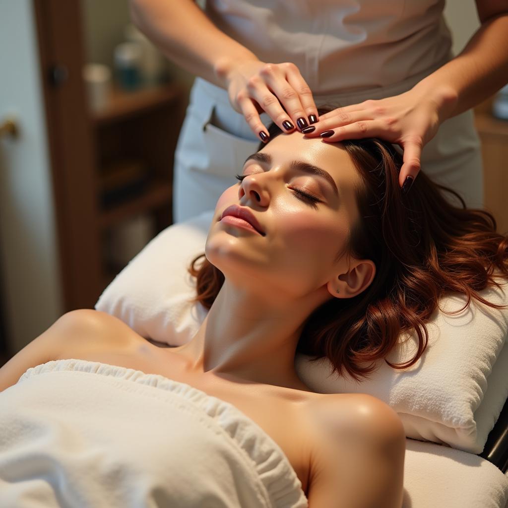 Woman Receiving Hair Spa Treatment at a Salon