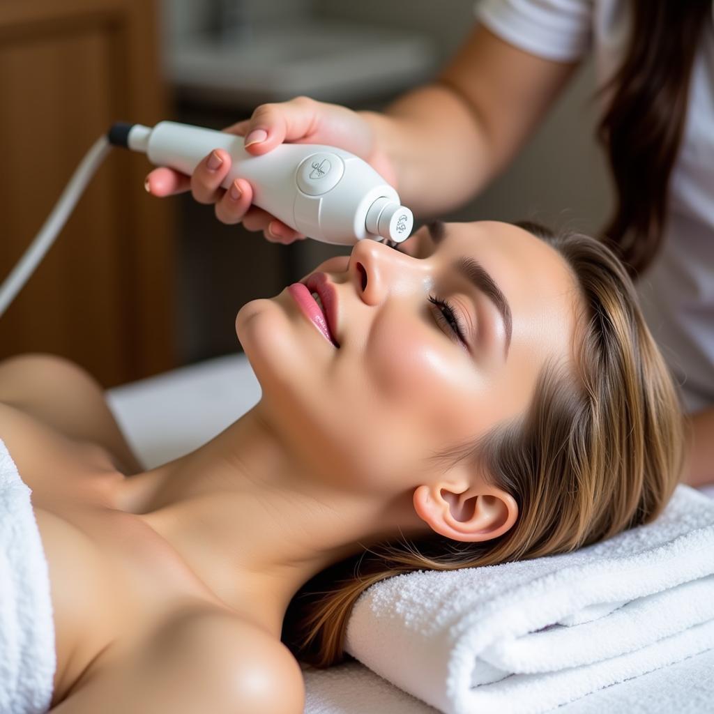 Woman Undergoing Microdermabrasion