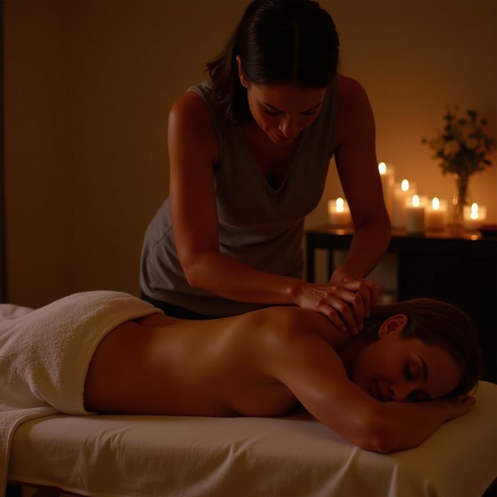 Woman receiving a relaxing massage at the spa