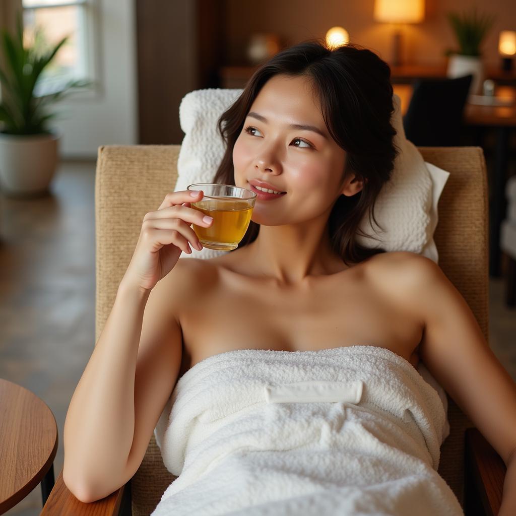 Woman Relaxing after Thai Massage