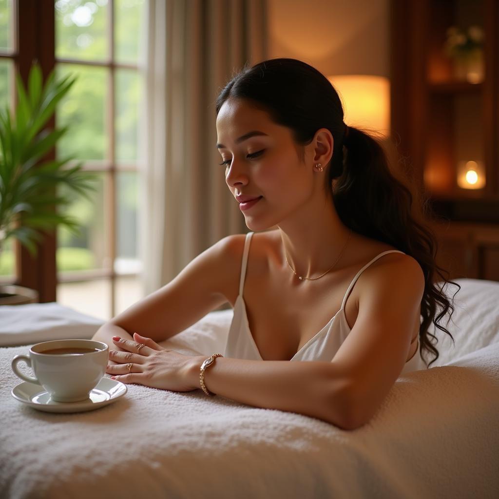 Woman Relaxing at a Delhi Spa