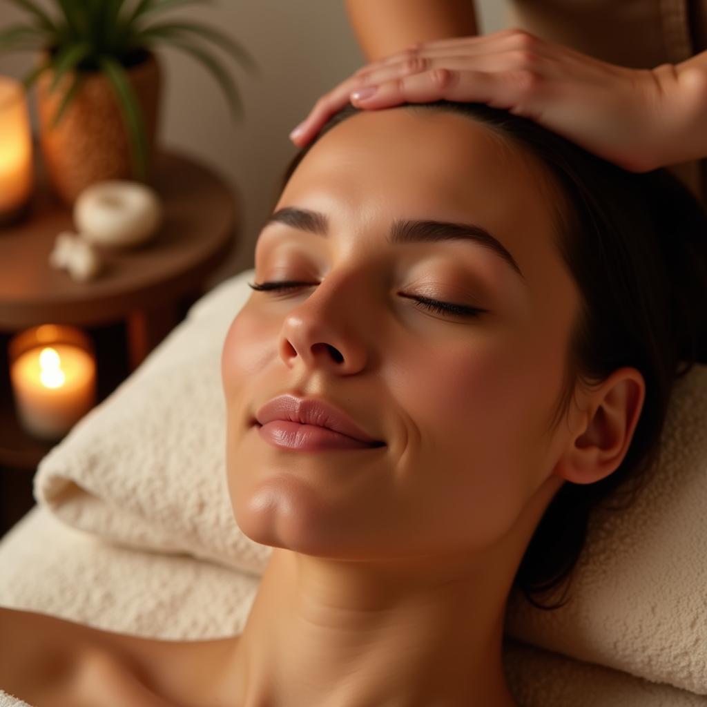 Woman Relaxing During a Spa Massage Treatment