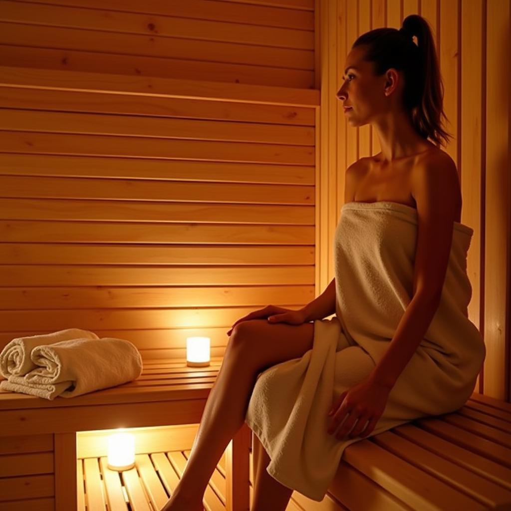 Woman relaxing in a spa sauna during her 2 night spa breaks