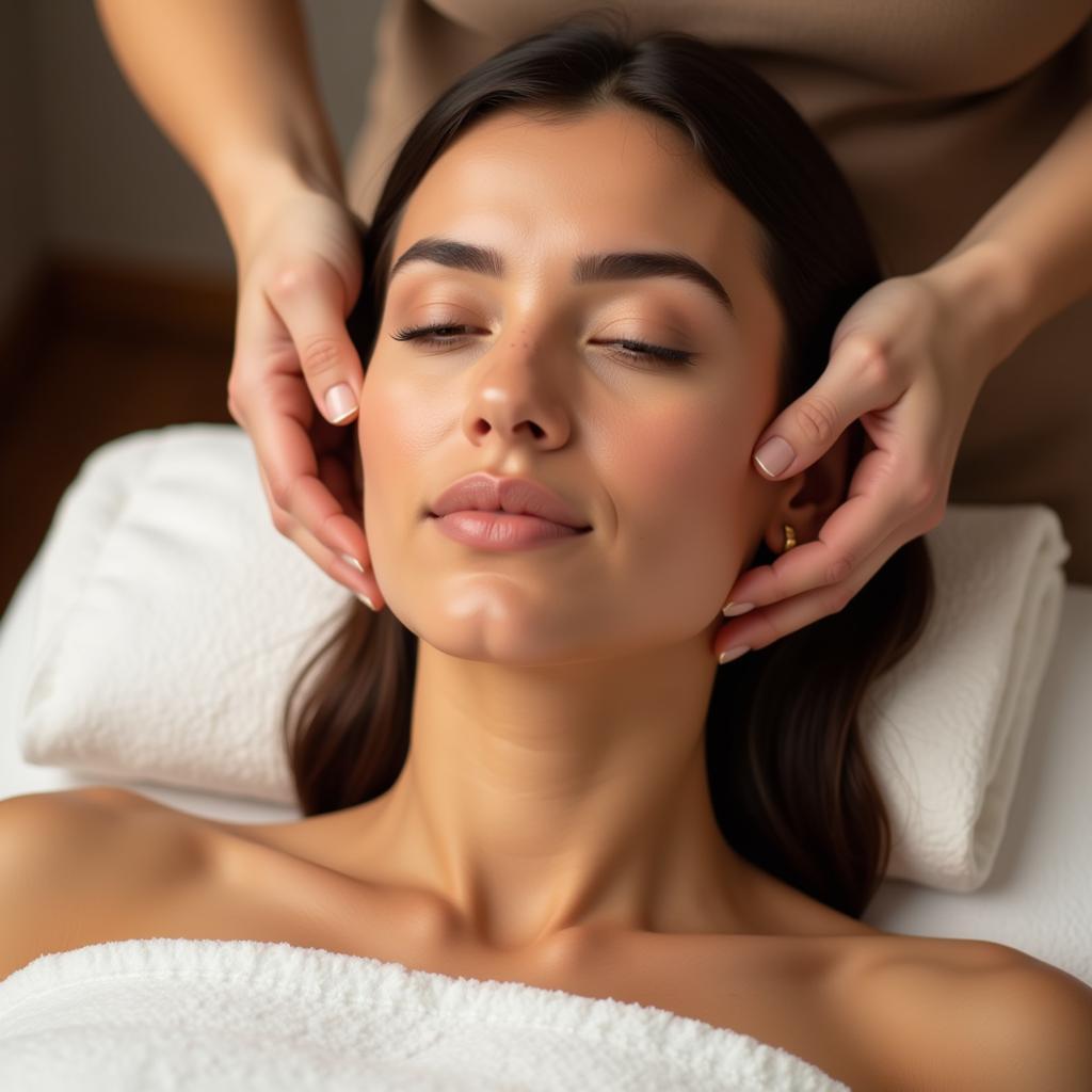 Woman Relaxing During Spa Treatment: Experiencing the Benefits