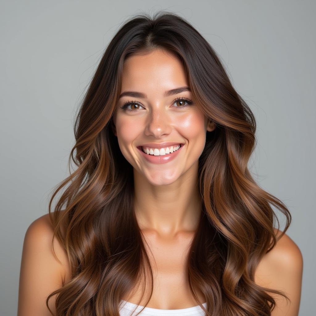 Woman with healthy, shiny hair after a hair spa treatment