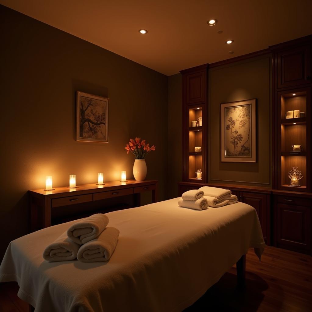 Tranquil spa treatment room at Wood Hall Hotel & Spa