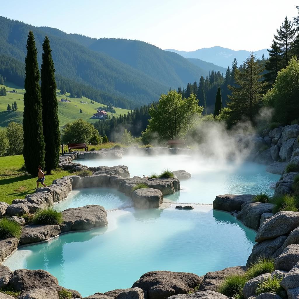 Adler Spa Resort Thermae's stunning thermal pools, surrounded by lush Tuscan landscapes.