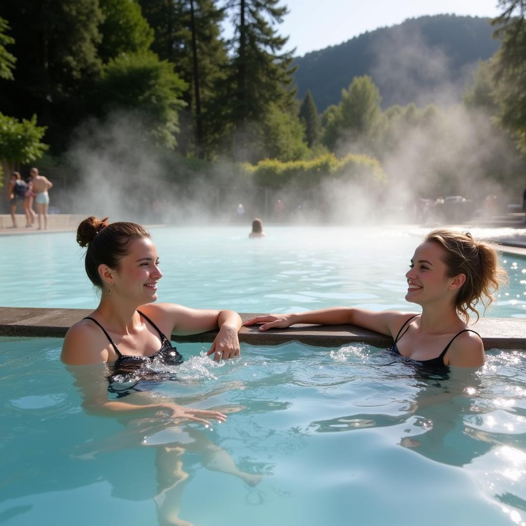 Guests enjoying the thermal pools at Adler Thermae Spa & Relax Resort.