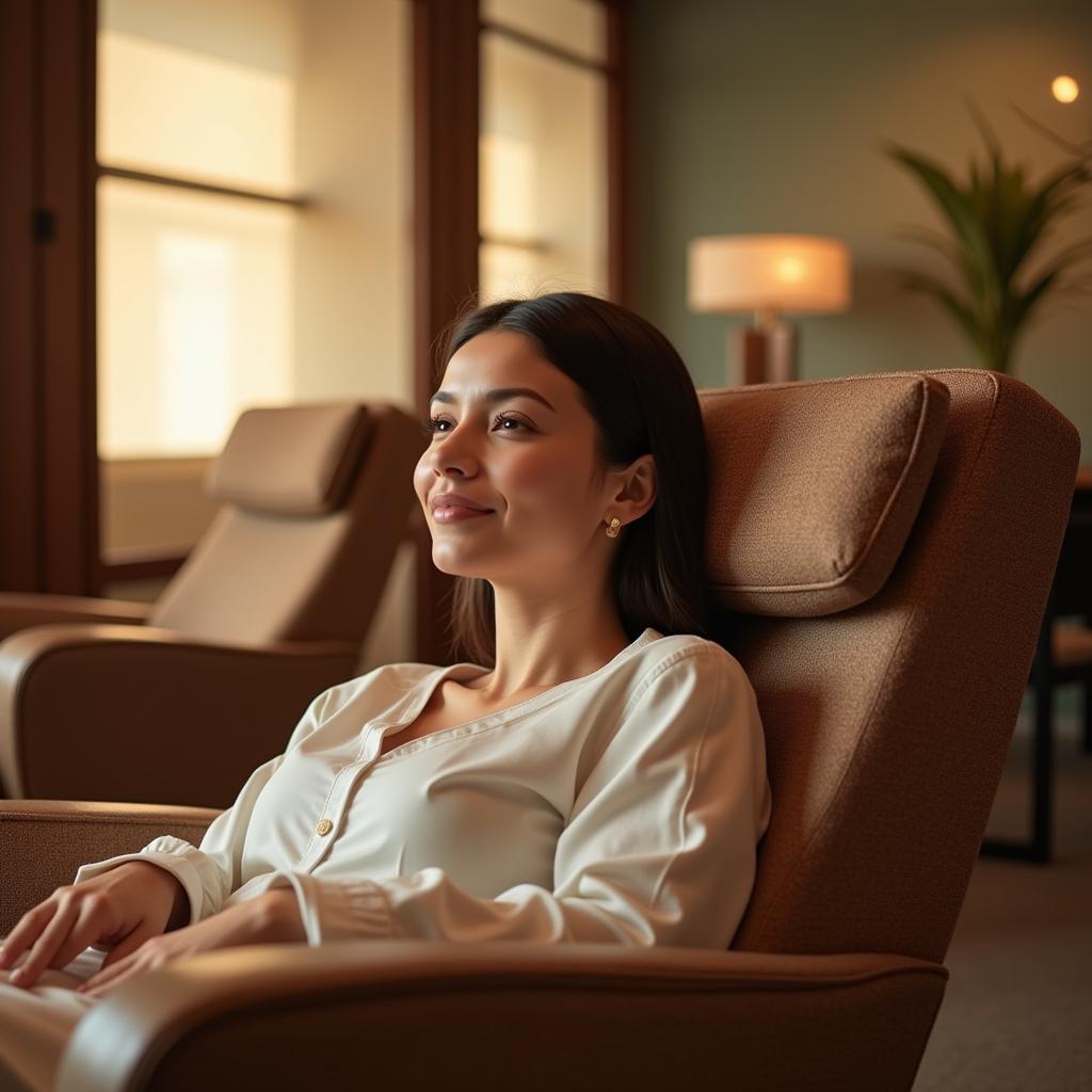 Woman relaxing in an airport spa