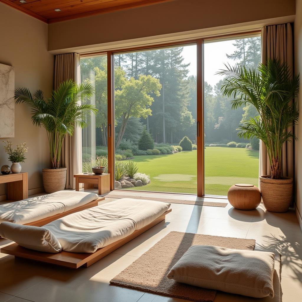 Tranquil relaxation area with comfortable seating and natural light.