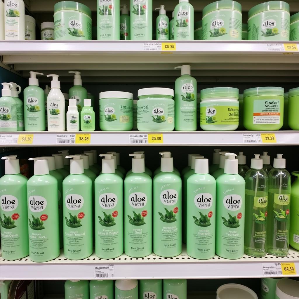 Aloe vera hair products on a Watsons shelf