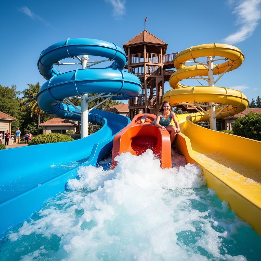 Thrilling high-speed water slides at Americana Resort